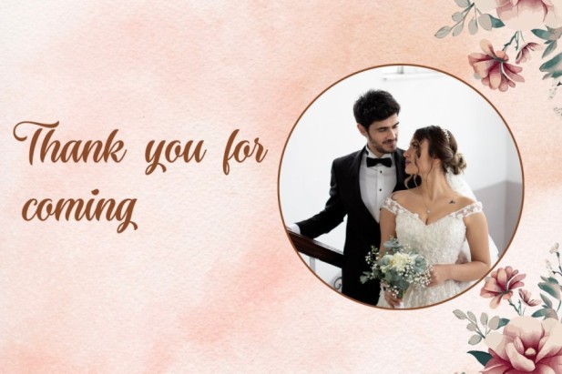 A wedding thankyou message card.