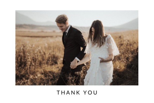 A wedding thankyou message card.