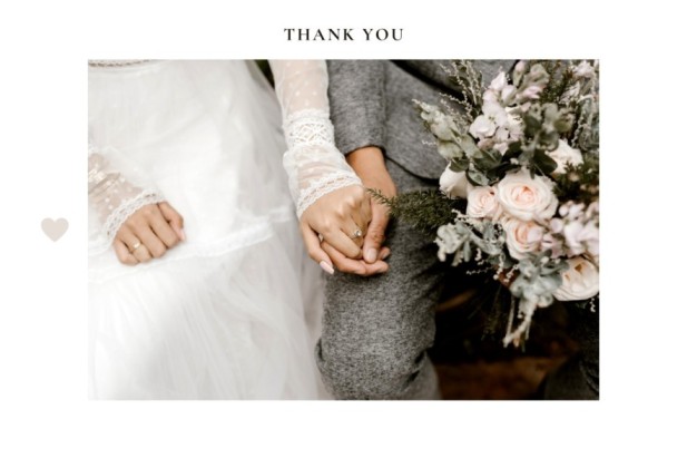 A wedding thankyou message card.