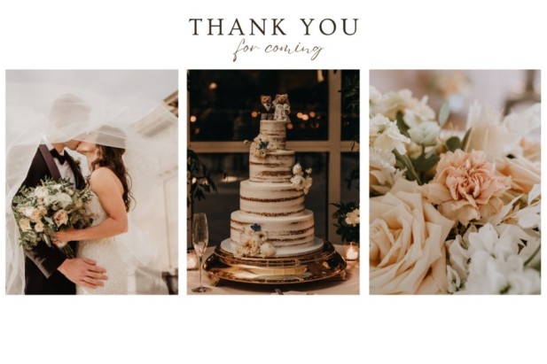 A wedding thankyou message card.