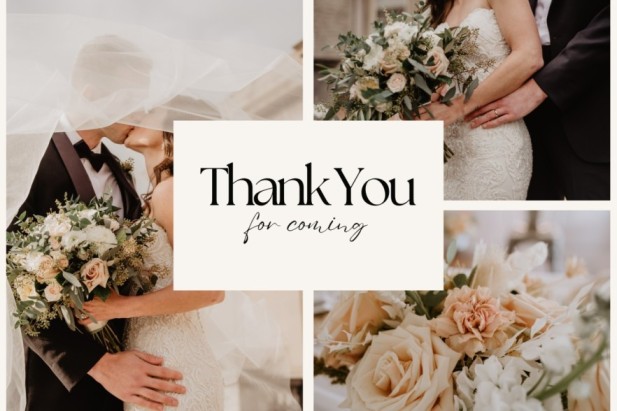 A wedding thankyou message card.