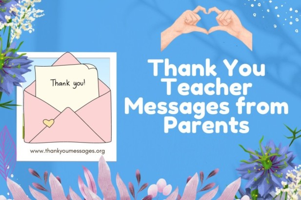 a colorful presentation of thank you teacher messages from parents